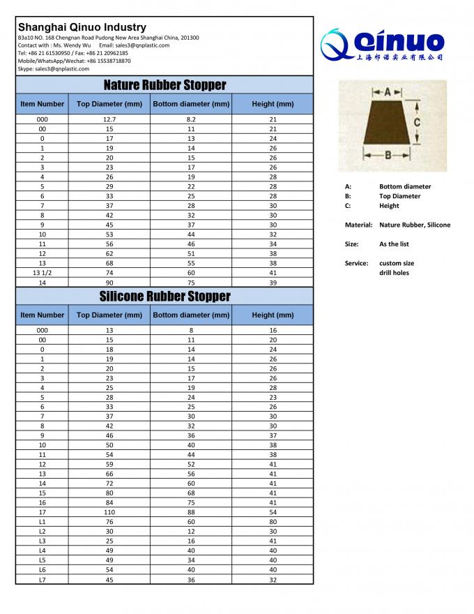 Lab Rubber Stoppers With Holes , Silicone Stoppers For Laboratory Equipment